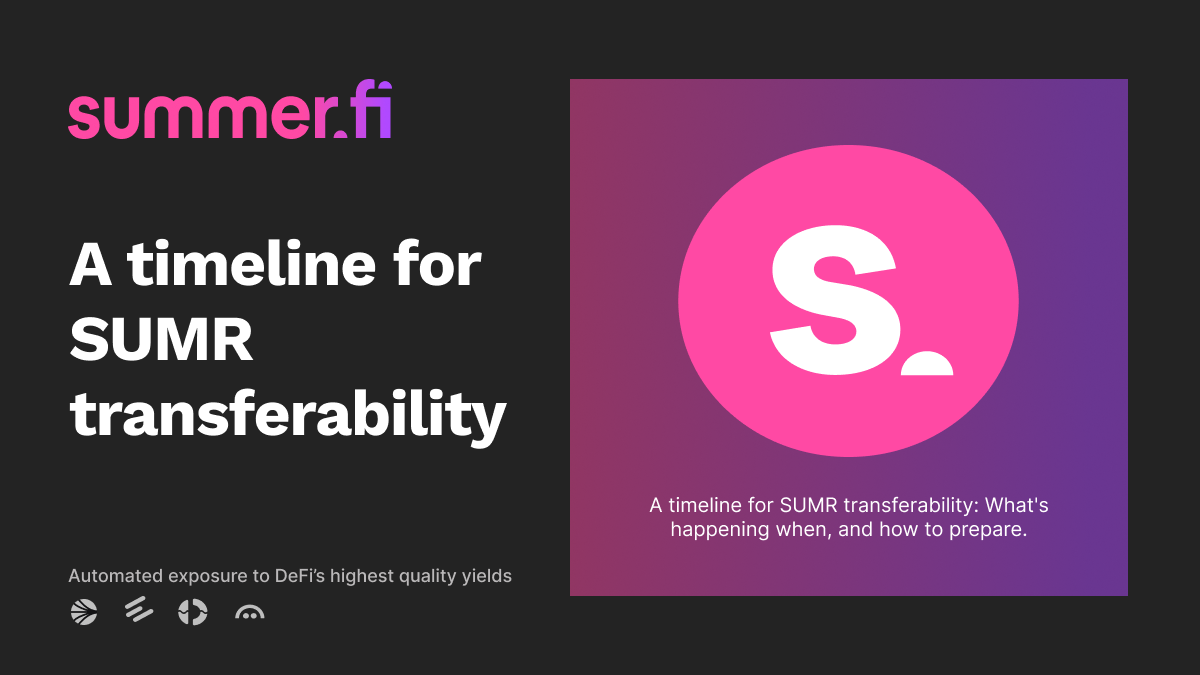 A timeline update for SUMR transferability